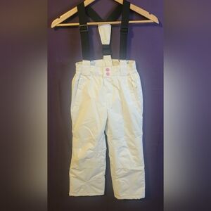 Girls Mountain Warehouse White Snow Pants with Suspenders. Size 5-6yrs